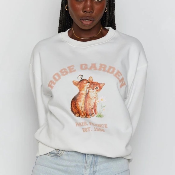 Beginning Boutique White Cat Print Sweater - Picture 6 of 8